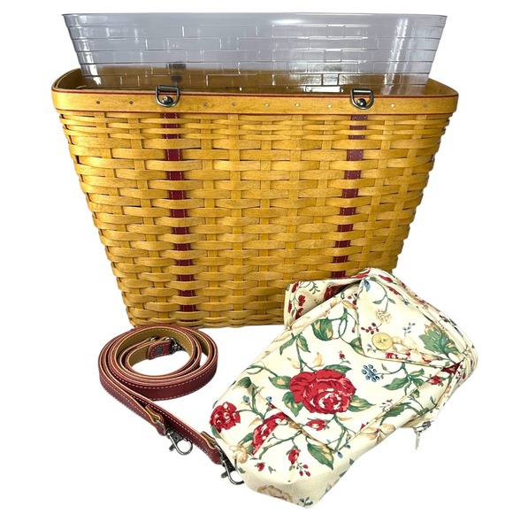 Longaberger Mother's Day WEEKEND TOTE Red Leather Handles Liner Protector 2004 - Picture 1 of 14
